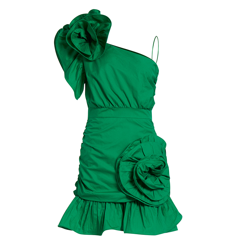 Women's Floral Detail Sleeveless Off-Shoulder High-Waist Mini Dress Ballgowns