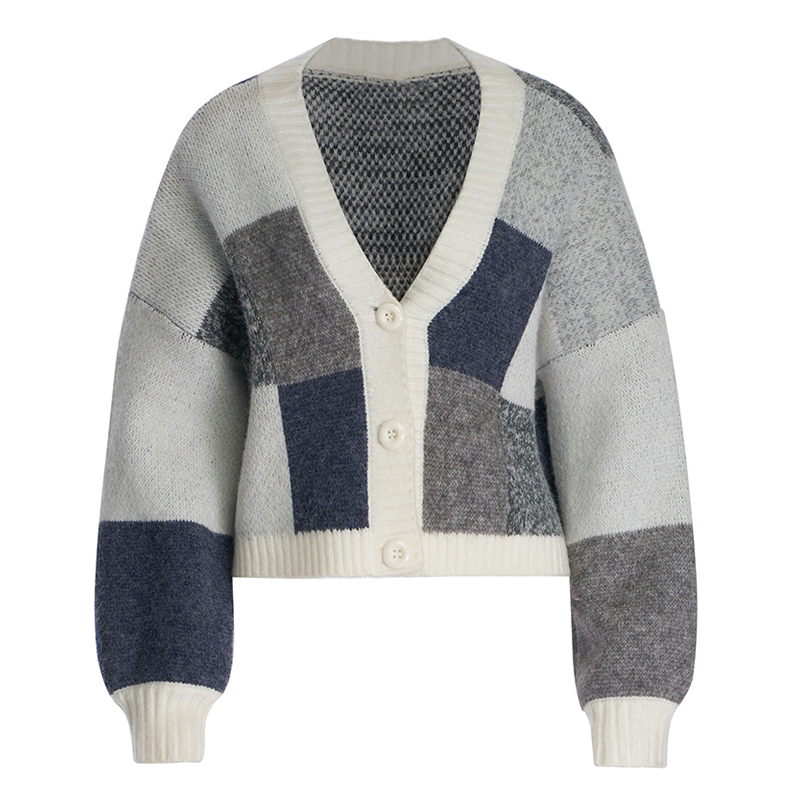 Women's Color Block Loose Cardigan Sweater