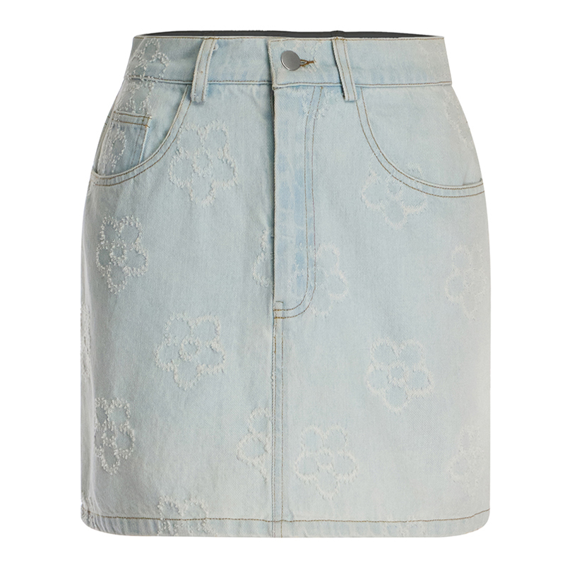 Ladies Casual High Waist A-Line Skirt Versatile Casual Denim Skirt