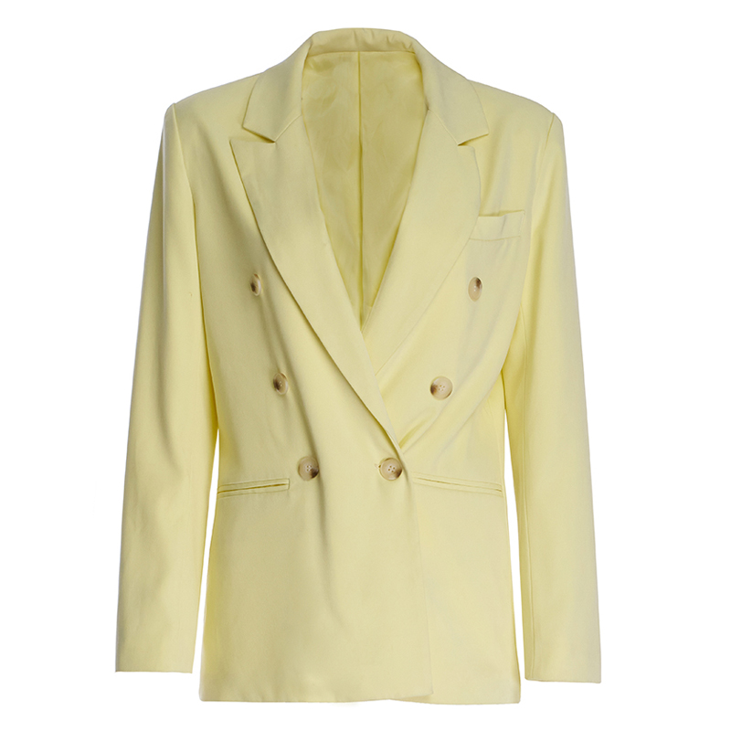 Blazer giallo chiaro, blazer casual semplice, alla moda e versatile
