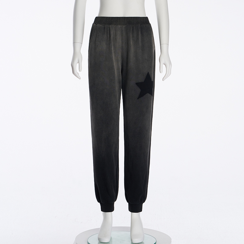 Pletená mikina, Vintage Washed Star Print, Ležérní kalhoty s volnými nohavicemi