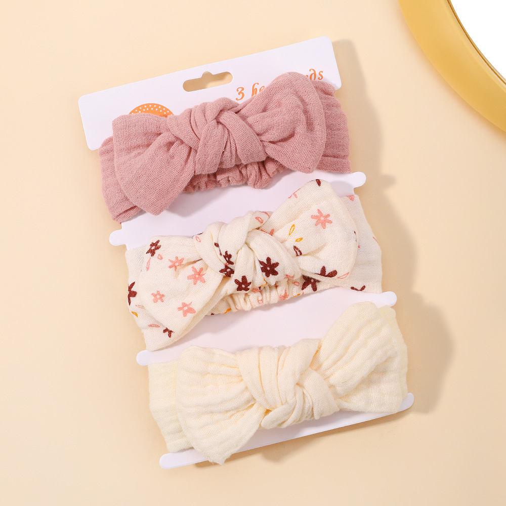 3pcs/set Cute floral Crepe cotton headband for babies