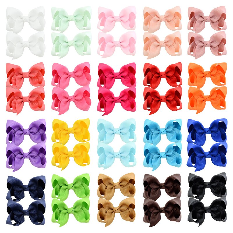 Multi-color floral bow duckbill clip