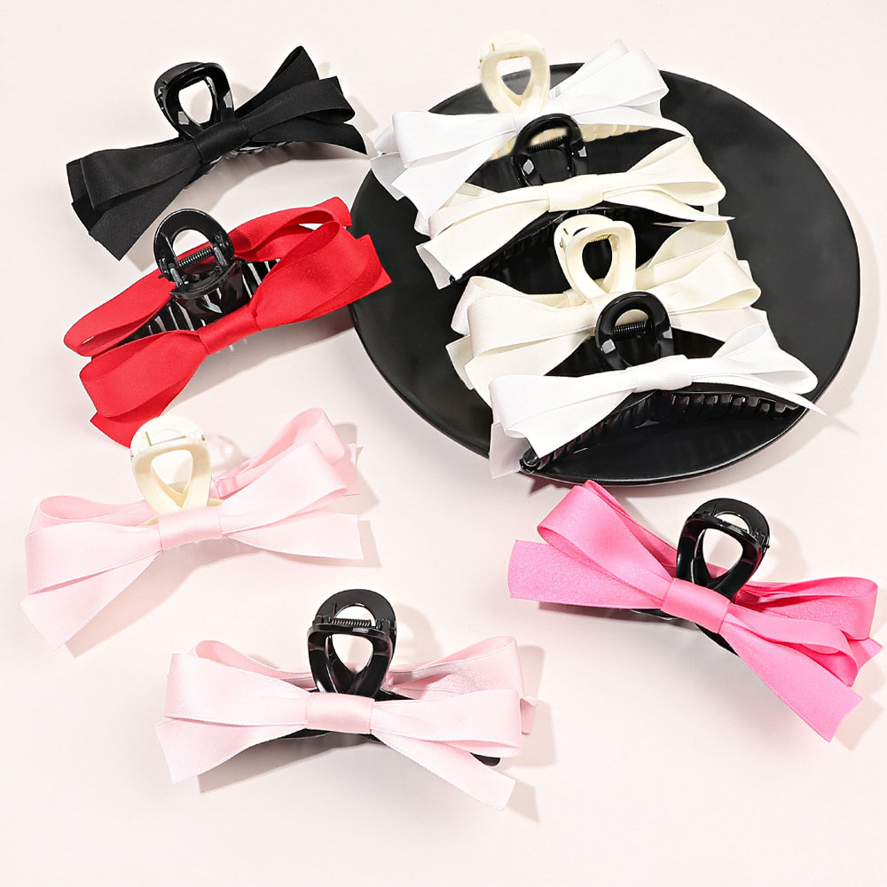 double bow hair claw for women