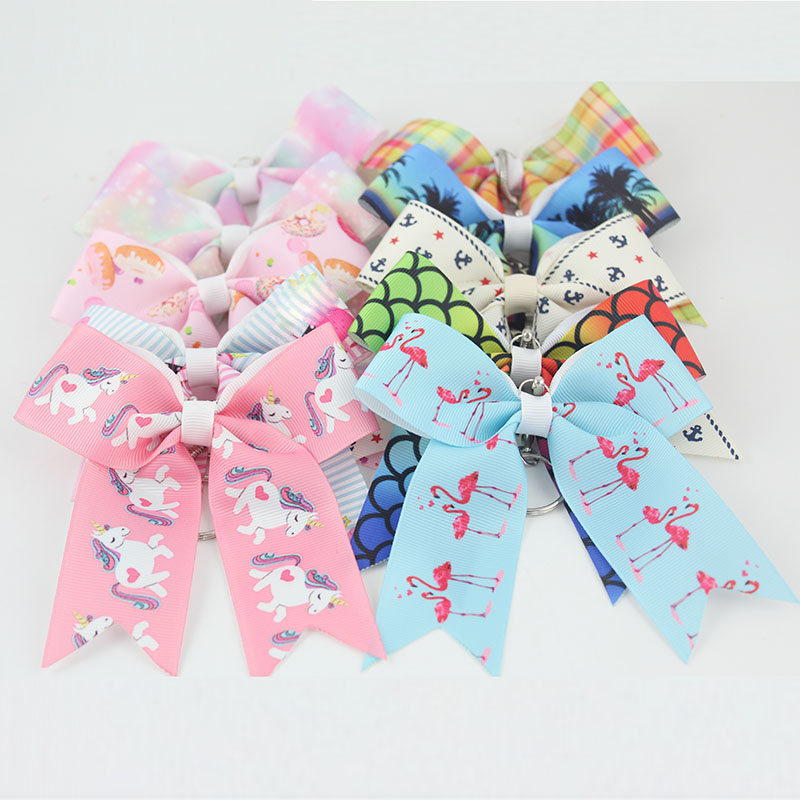 Wholesale grosgrain ribbon bows with keychain for girls