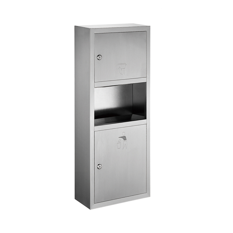 Wholesale stainless steel hotel toilet waste bin and paper towel dispenser combinations with built-in trash can