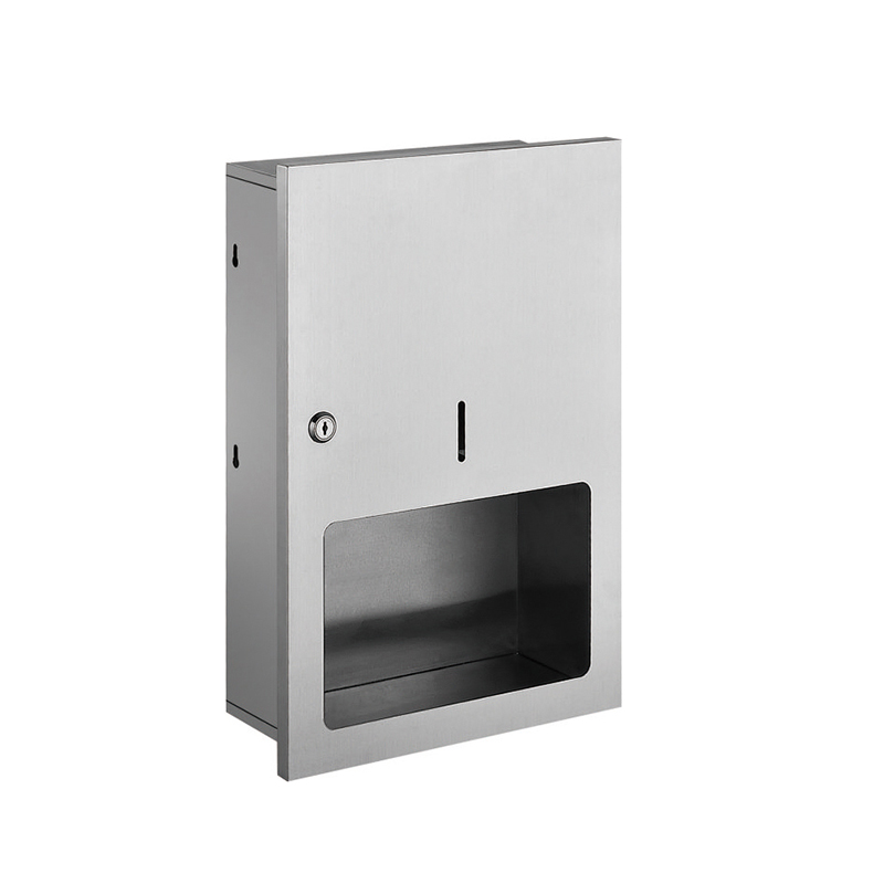Office building SUS304 stainless steel manual recessed toilet tissue holder multifold paper towel dispenser
