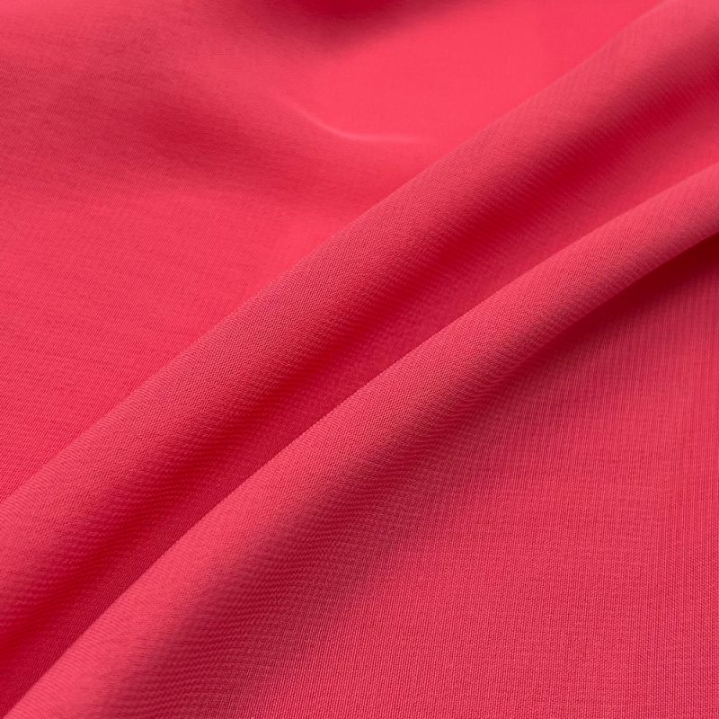 Suerte textile red solid color custom polyester murang plain chiffon fabric