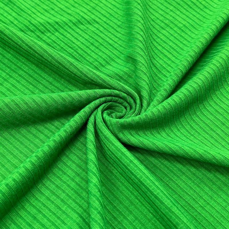 Suerte tekstil prilagođena zelena poliester rastezljiva prilagođena rebra pletena tkanina