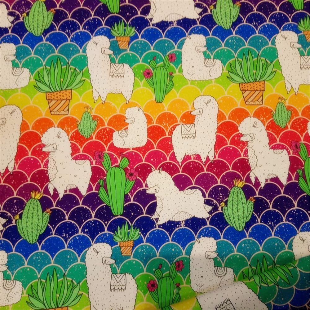 Suerte tekstylna tkanina z lycry z nadrukiem kreskówkowym, bawełniana i spandex, na podwórku