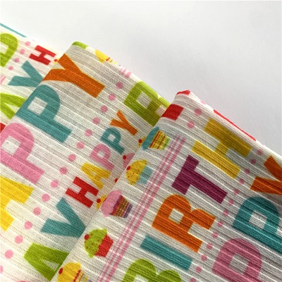 Suerte textile print wholesale happy birthday pattern polyester spandex swea...