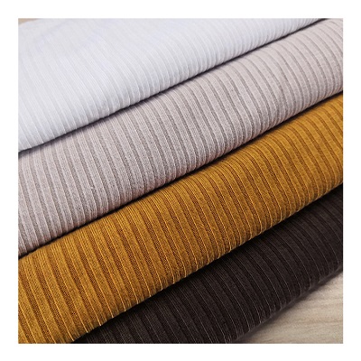 Suerte textile popular solid color custom polyester spandex knit rib fabric for sweater