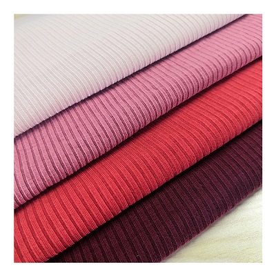 Suerte textile popular solid color custom polyester spandex knit rib fabric f...