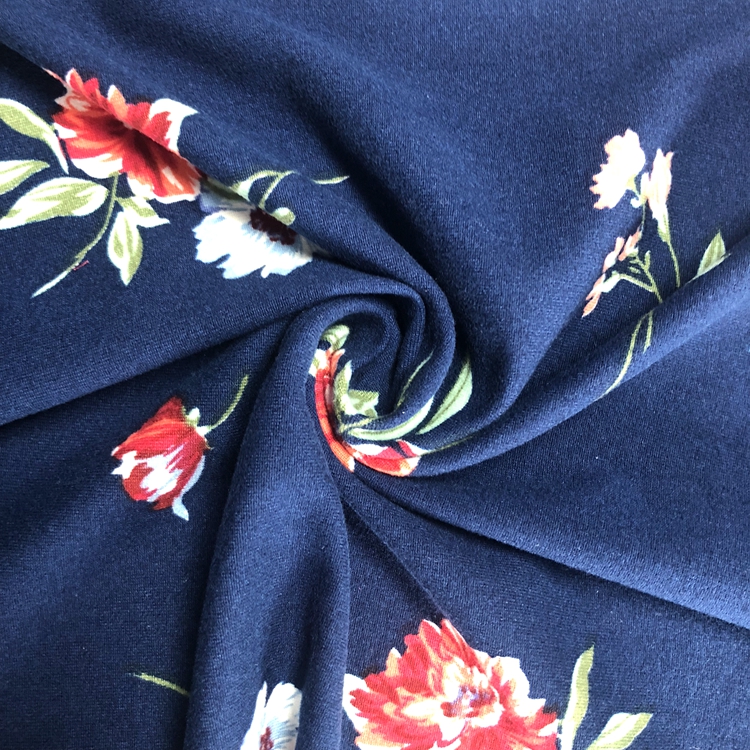 Suerte tekstil özel dijital baskılı dbp çift fırçalanmış polyester spandex kumaş elbise için