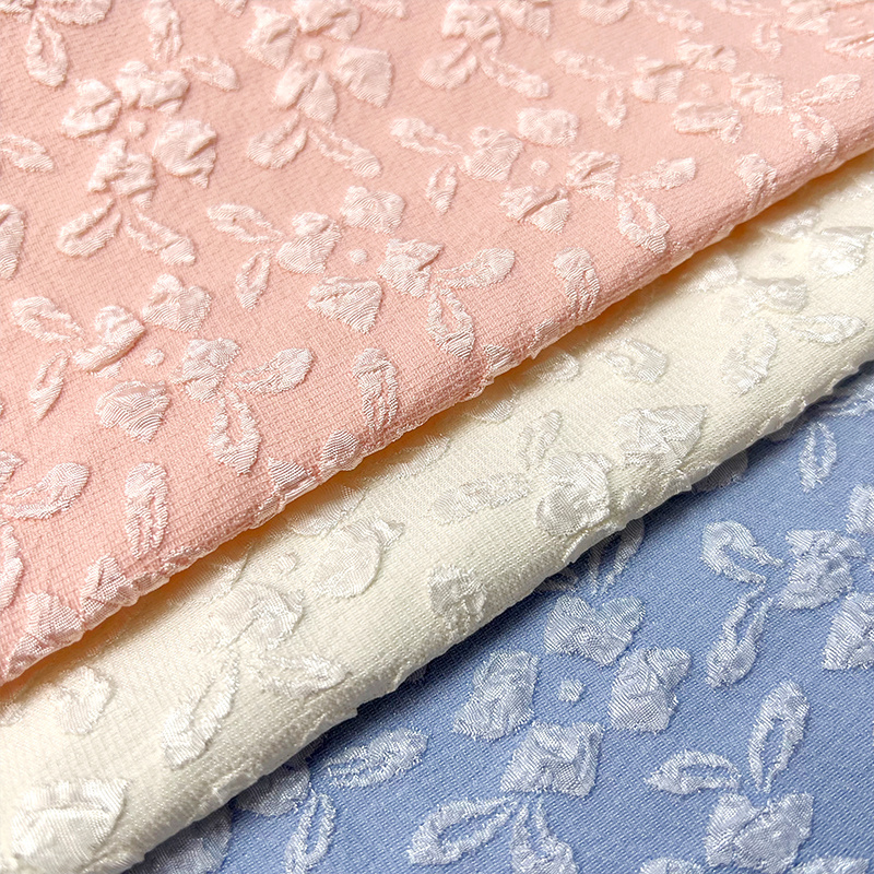 Suerte Textile 3D žakard tkanina s cvetličnim reliefom za obleko