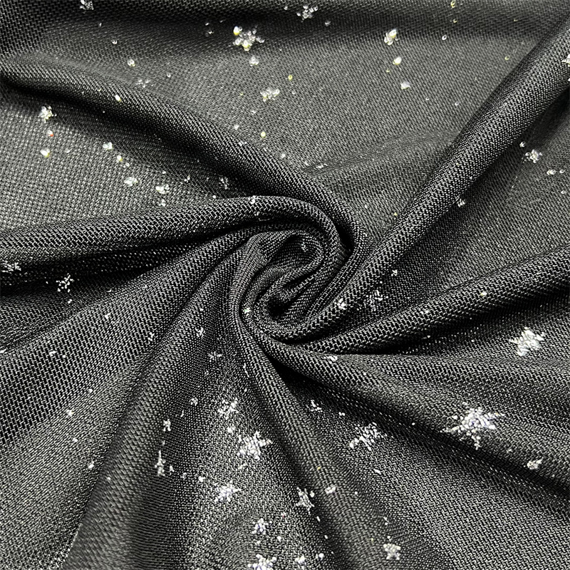 विवाहको पोशाकको लागि सुर्टे टेक्सटाइल स्टार डिजाइन मेष टुल ग्लिटर कपडा