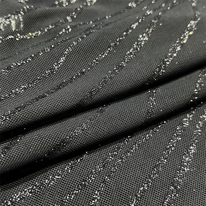Suerte Textile sliver glitter line design mesh pique fabric for accessories