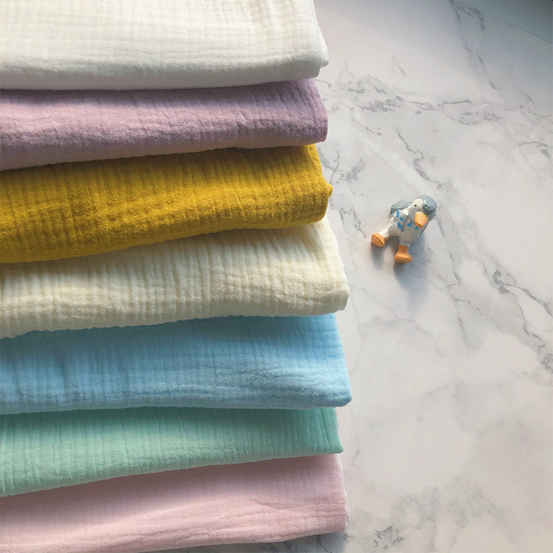 Suerte Textile solid 100% cotton double crepe gauze muslin fabric for baby