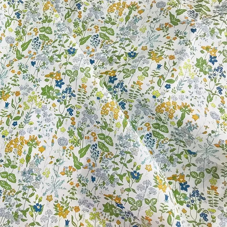 Suerte Textile مطبوع عليه زهور 100٪ قطن بوبلين للفستان