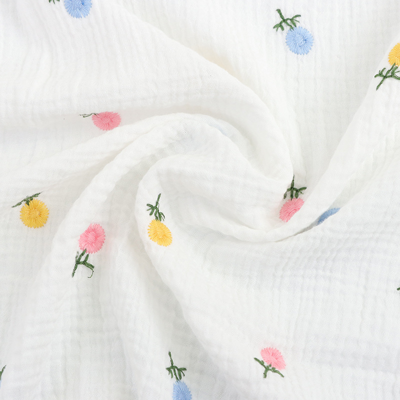Suerte Textile embroidered floral cotton double gauze fabric for babywearing