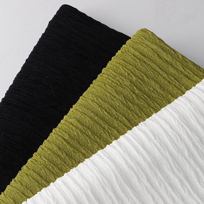 Suerte Textile solid jacquard Poly Spandex crinkle Crepe Fabric