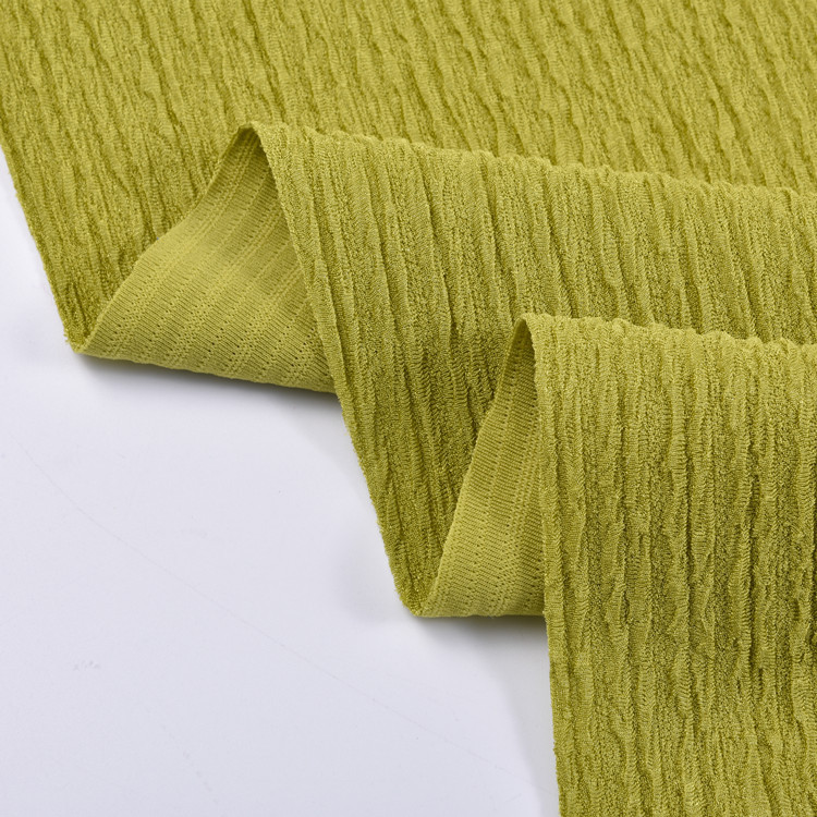 Suerte Textile solid jacquard Poly Spandex crinkle Crepe Fabric