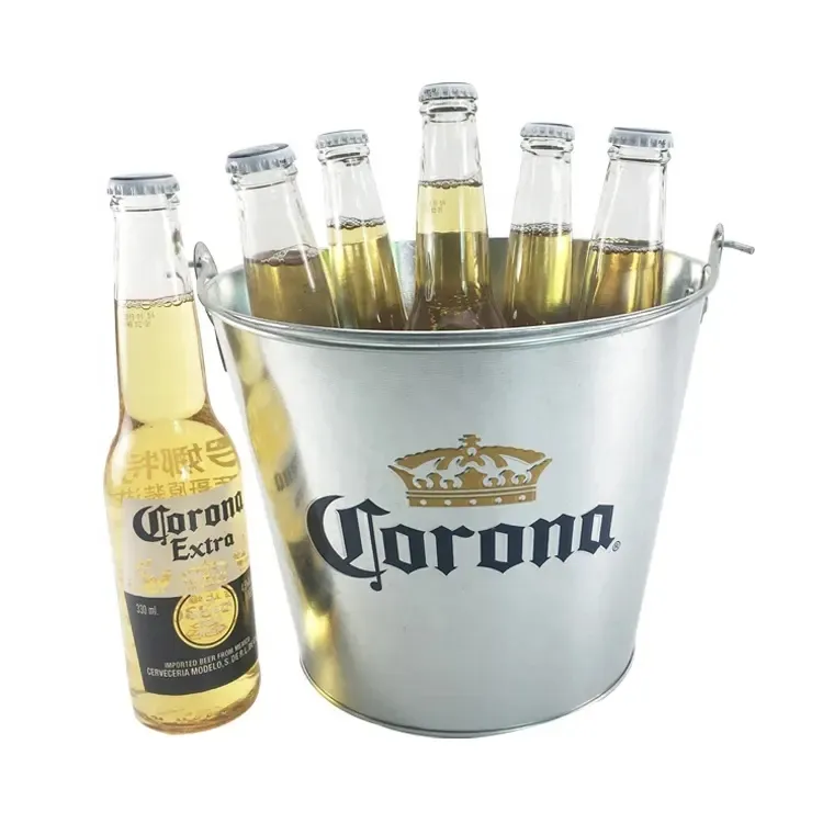 Custom logo Beer Galvanized Metal Ice Bucket beverage tubs For Parties