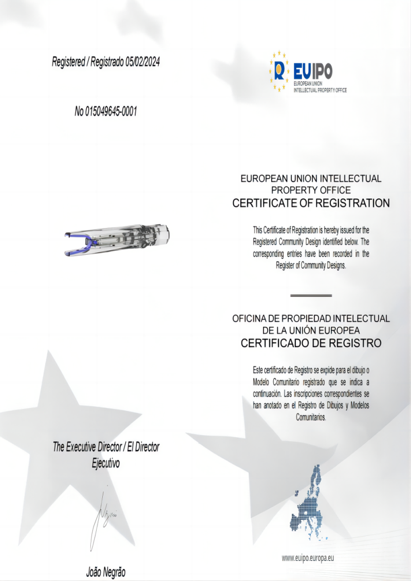 Design Patent For AlligaClip™Absorbable Ligating Clip-EU