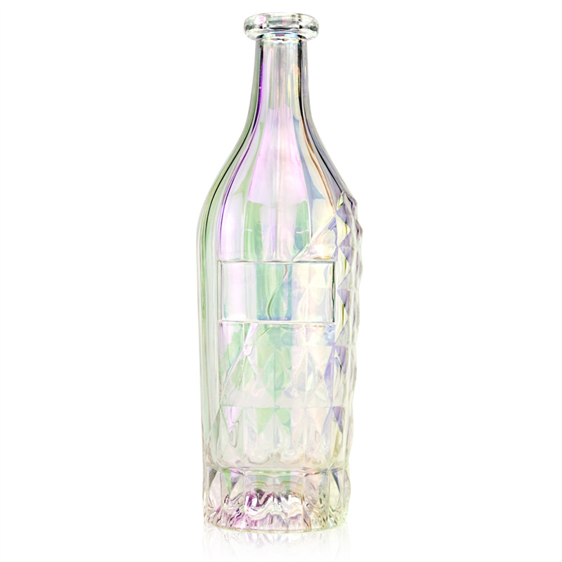 Premium bespoke luxurious diamond-shape wine bottles 700ml 750ml 1000ml tall round bottles for alcoholic beverages