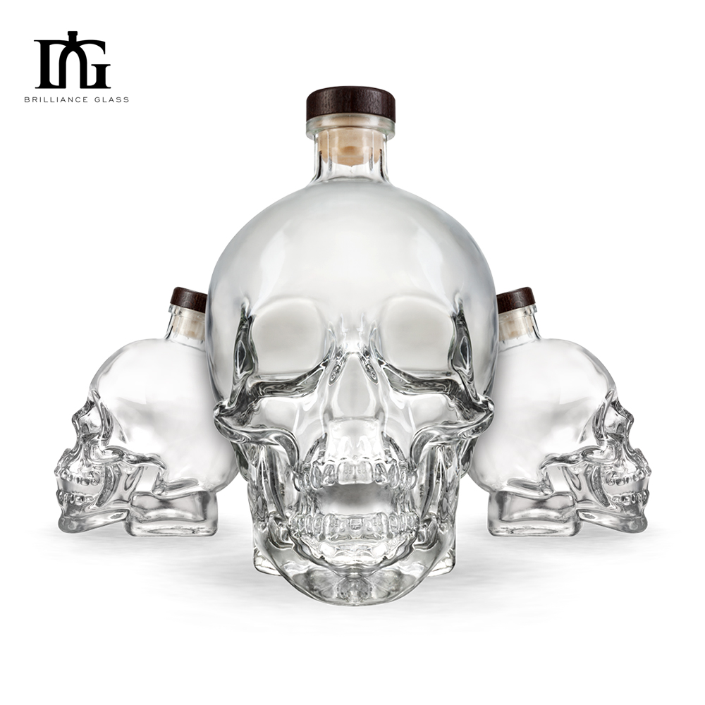 wholesale skull bottle alcohol 500ml 700ml glass vodka vh...