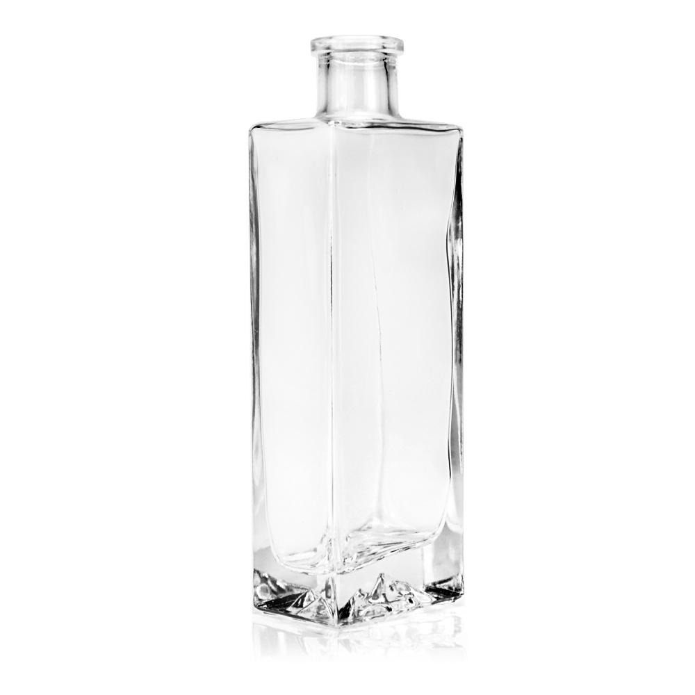 custom 500ml clear empty white gin transparent square tequila alcoholic drink vodka liquor bottle glass spirit bottle with cork