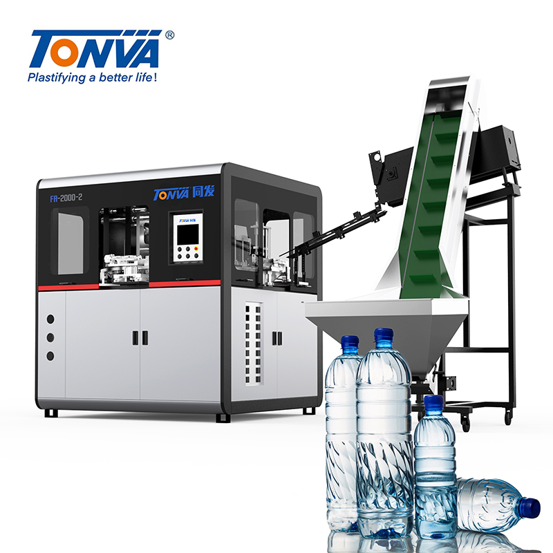 TONVA, macchina per lo stampaggio mediante soffiaggio di bottiglie di acqua minerale in PET di plastica completamente automatica, piccola