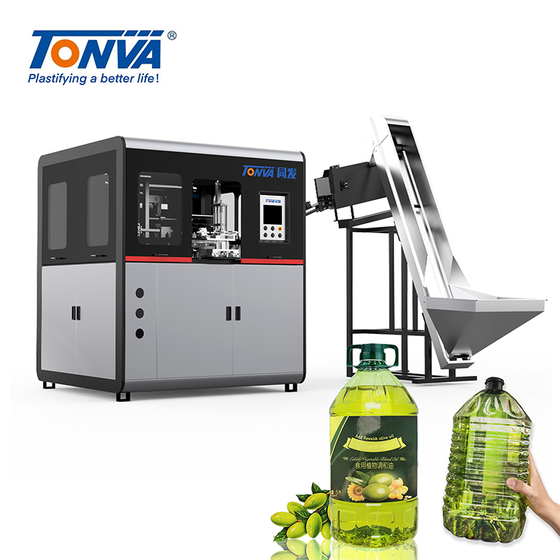 آلة نفخ PET البلاستيكية الأوتوماتيكية TONVA لتصنيع زجاجة زيت الطبخ البلاستيكية سعة 5 لتر