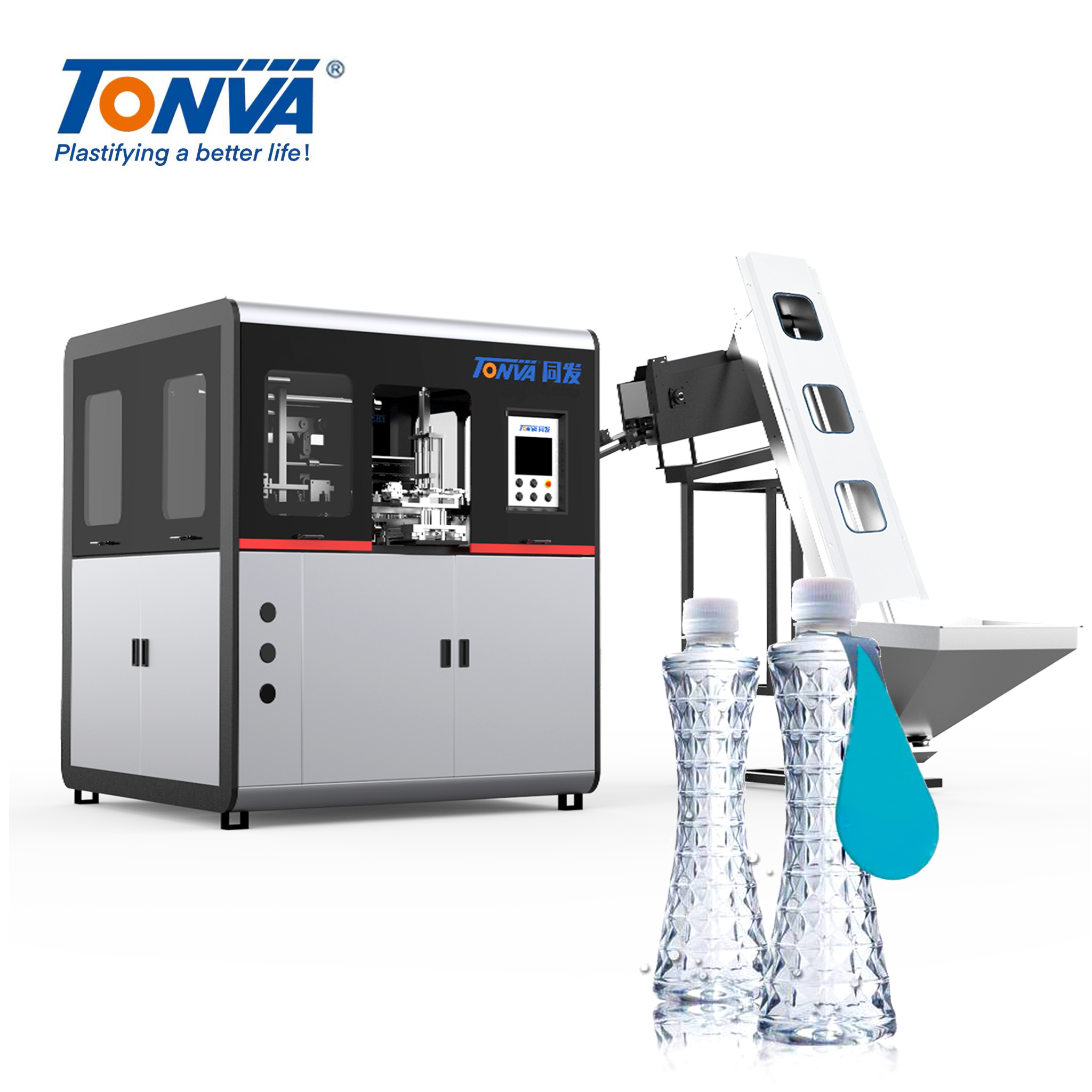 Machine de soufflage de bouteilles d'eau de forme spéciale TONVA