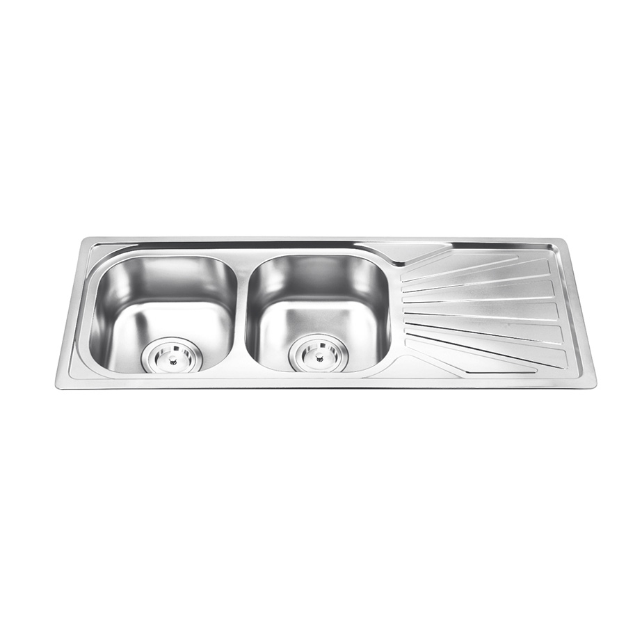 Polished stainless steel sink with plate household kitchen basin