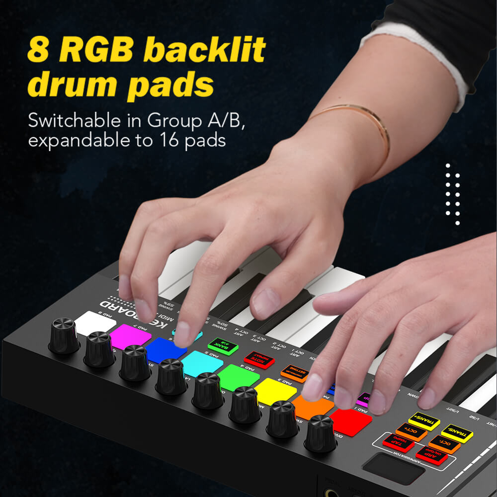 MIDI Controller Konix MD02 Music Piano Portable 25 Key Electric Keyboard  (4)gzl
