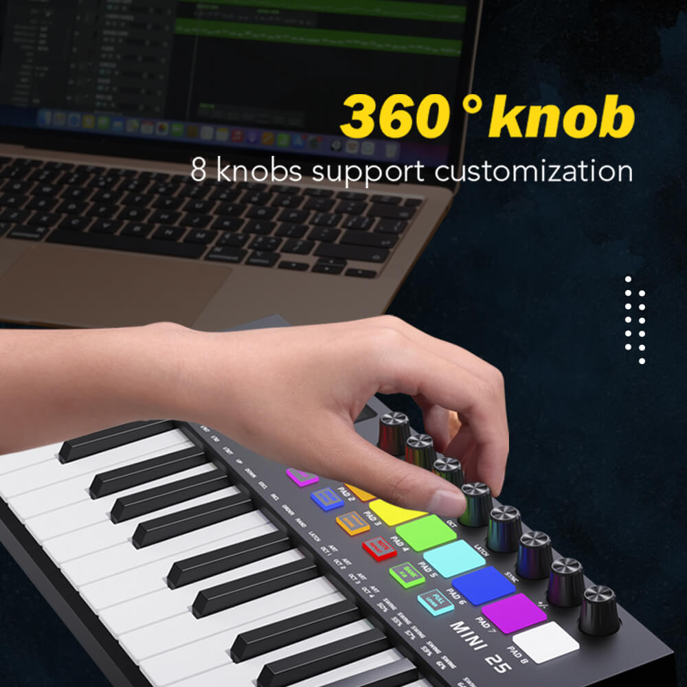 MIDI Controller Konix MD02 Music Piano Portable 25 Key Electric Keyboard  (5)ue3