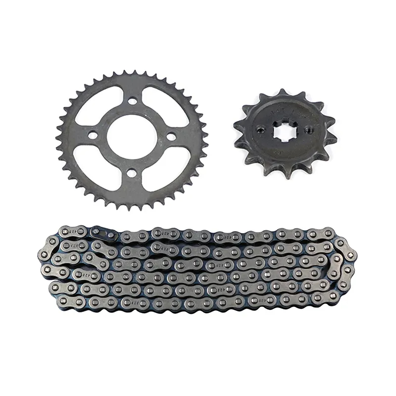 Wholesale High Quality 428h motorcycle sprocket chains Moto Spare Parts Bajaj Boxer BM 150 Motorcycle Sprocket And Chain Kit set