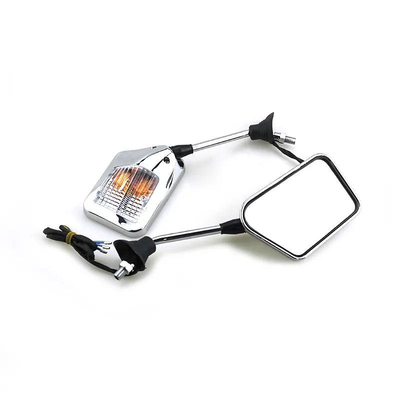 Customised Motorcycle M8 Thread Handlebar CNC Silver Back Side Rearview Mirror Glass Mirror With Indicator Led Lights