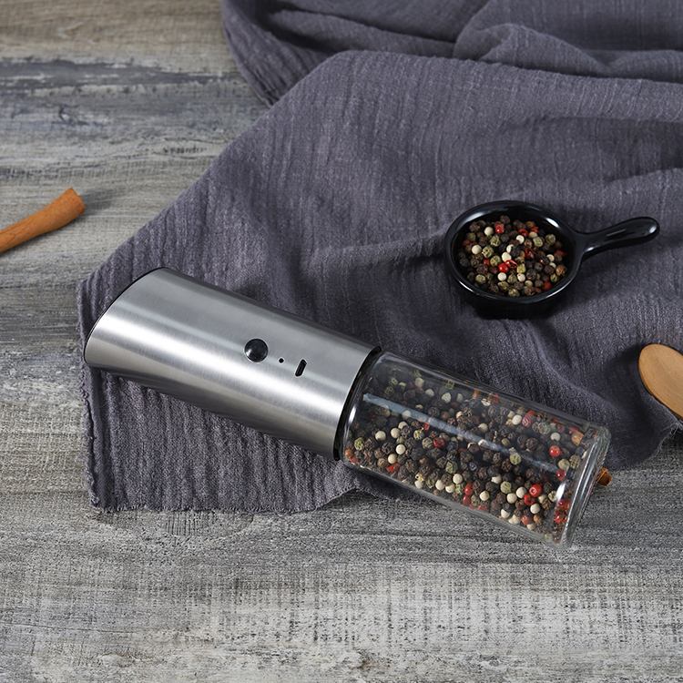 Gravity Rechargeable Salt and Pepper Grinder na may LED Light