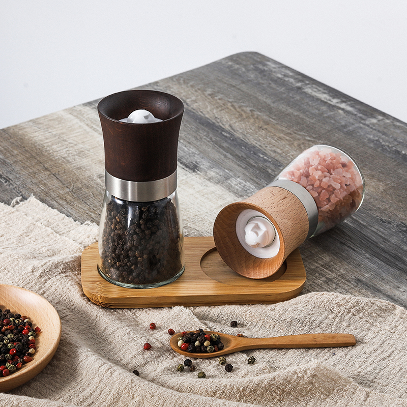Wholesale Salt and Pepper Mill Set with Bamboo Base