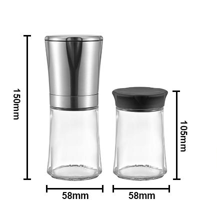 Wholesale Manual Herb Grinder Set with Two Spice Glass Jars