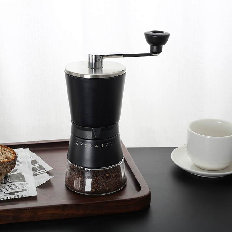 Handmatige koffiemeul met 8 verstelbare keramiekboor-instellings