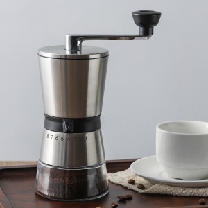 Bärbar manuell kaffekvarn i rostfritt stål med keramisk burr