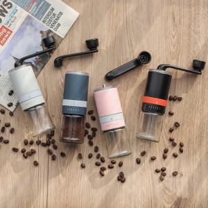 Launi Daidaitacce Manual Coffee grinder tare da Zane mai ɗaukar nauyi da yumbu Burr