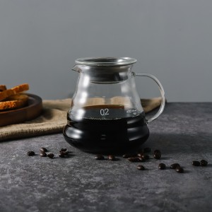 600 ml kaffeserver i borosilikatglas med graderade markörer