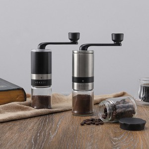 Bakin Karfe Manual Coffee grinder tare da Filastik Handle
