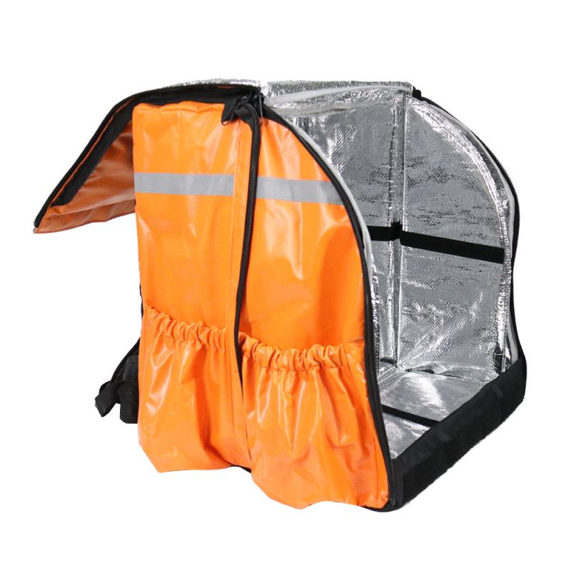 Robuster orangefarbener 80-Liter-Rucksack für die Lieferung von Lebensmitteln mit Wärmeisolierung