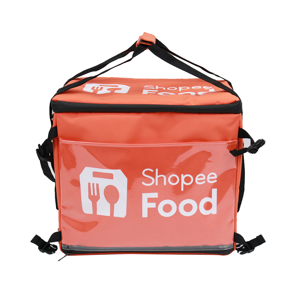 Penutupan Zip Kalis Air Boleh Dilipat Tersuai Beg Termo Penghantaran Makanan dengan Tali Anduh ACD-H-036