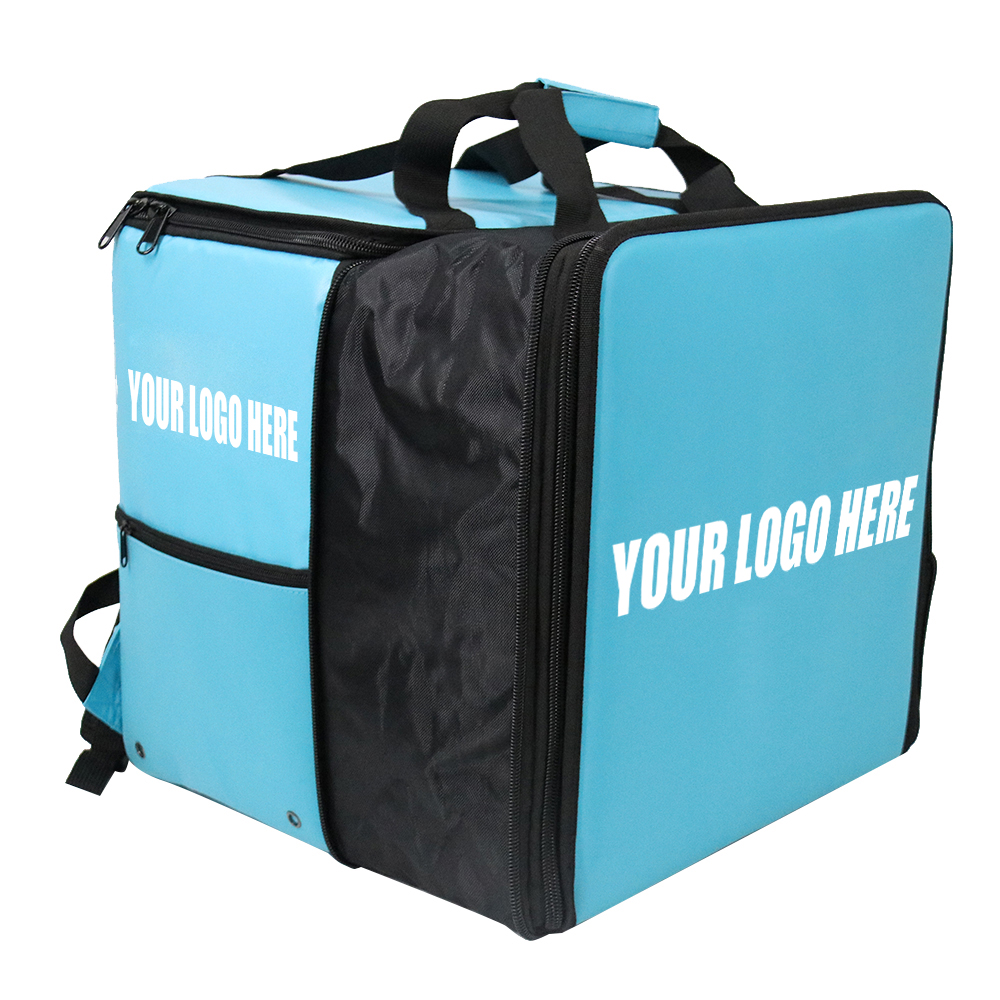 حقيبة ظهر مخصصة لتوصيل البيتزا قابلة للتمديد من نوع Wolt باللون الأزرق للأغذية مع وظيفة معزولة